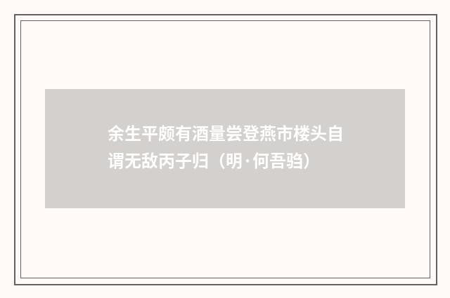余生平颇有酒量尝登燕市楼头自谓无敌丙子归（明·何吾驺）释义及解释