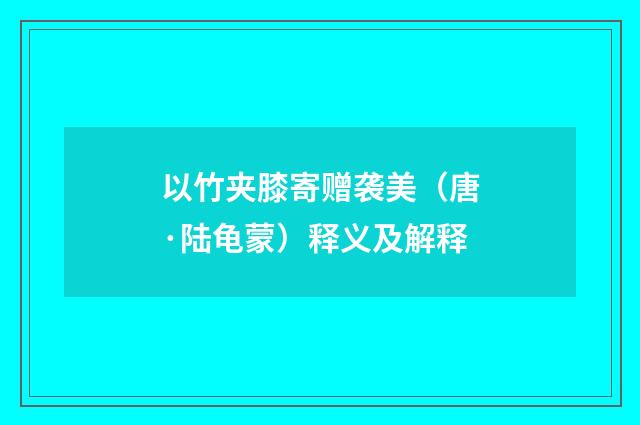 以竹夹膝寄赠袭美（唐·陆龟蒙）释义及解释