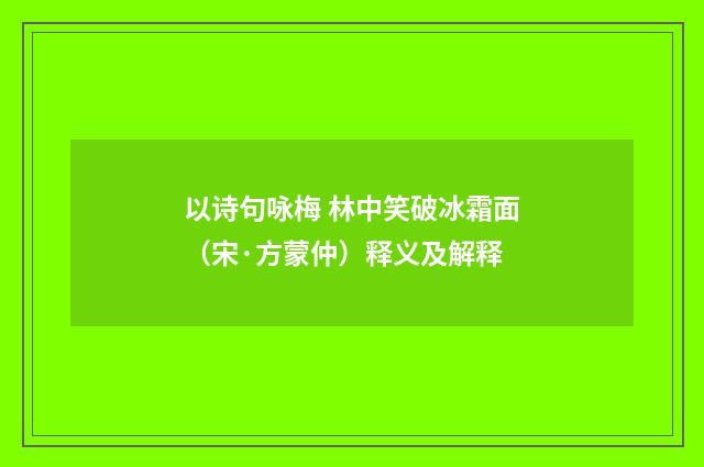 以诗句咏梅 林中笑破冰霜面（宋·方蒙仲）释义及解释