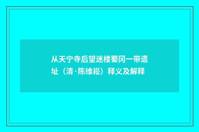 从天宁寺后望迷楼蜀冈一带遗址（清·陈维崧）释义及解释