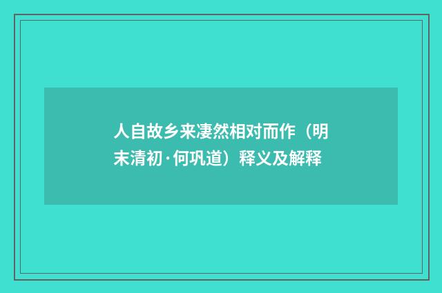 人自故乡来凄然相对而作（明末清初·何巩道）释义及解释
