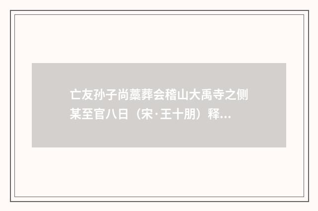 亡友孙子尚藁葬会稽山大禹寺之侧某至官八日（宋·王十朋）释义及解释