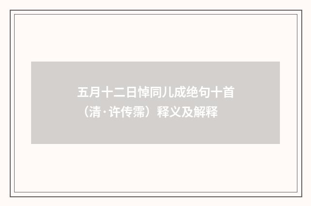 五月十二日悼同儿成绝句十首（清·许传霈）释义及解释