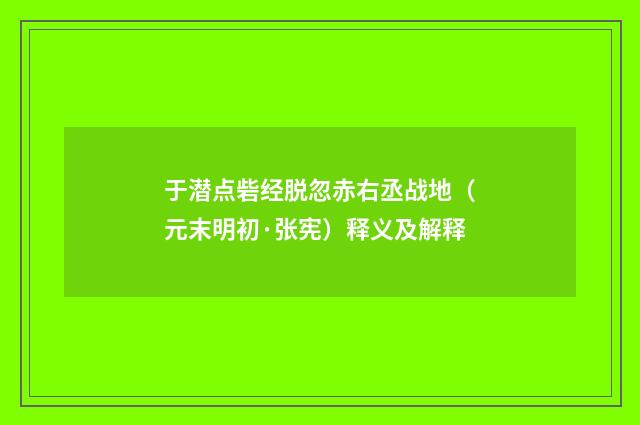 于潜点砦经脱忽赤右丞战地（元末明初·张宪）释义及解释