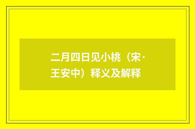 二月四日见小桃（宋·王安中）释义及解释