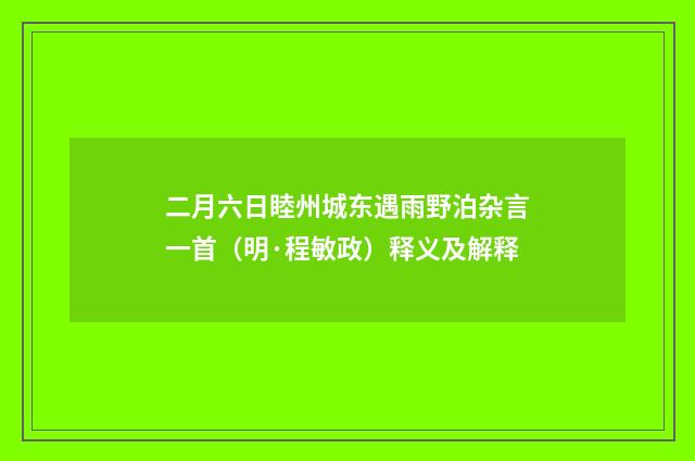 二月六日睦州城东遇雨野泊杂言一首（明·程敏政）释义及解释