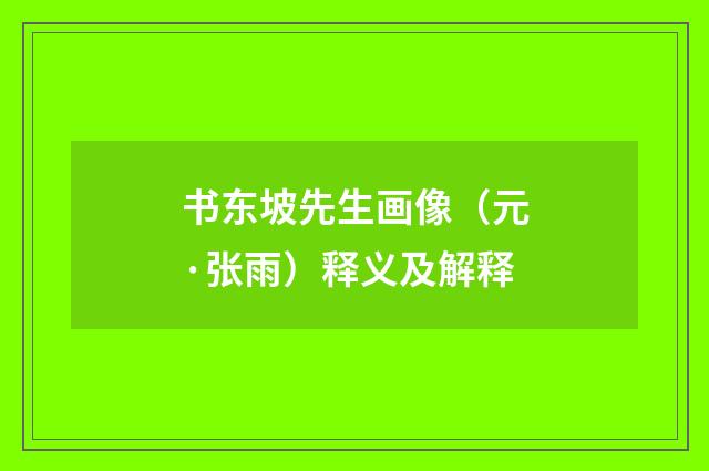 书东坡先生画像（元·张雨）释义及解释