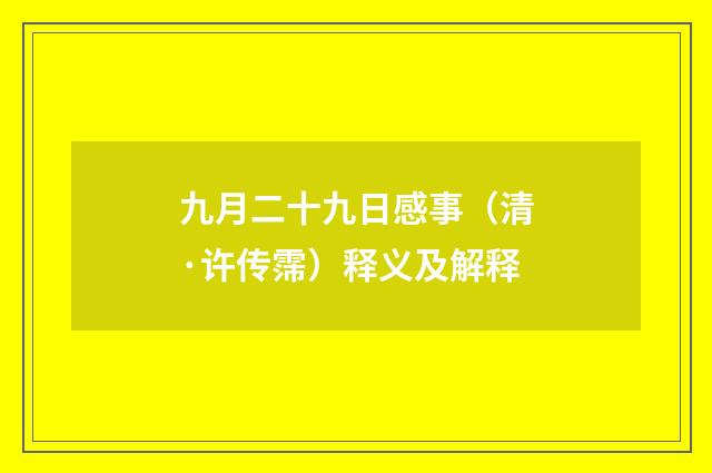 九月二十九日感事（清·许传霈）释义及解释