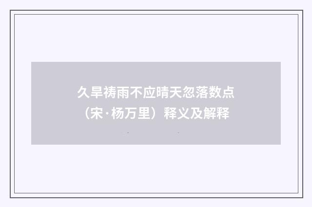 久旱祷雨不应晴天忽落数点（宋·杨万里）释义及解释