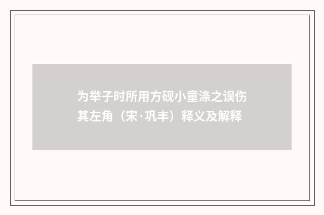 为举子时所用方砚小童涤之误伤其左角（宋·巩丰）释义及解释