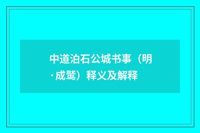 中道泊石公城书事（明·成鹫）释义及解释