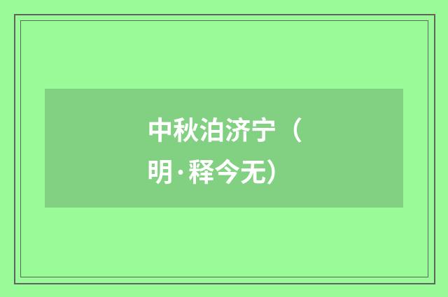 中秋泊济宁（明·释今无）