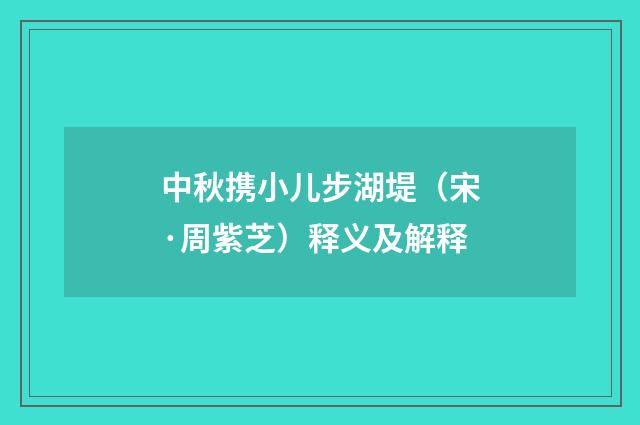 中秋携小儿步湖堤（宋·周紫芝）释义及解释