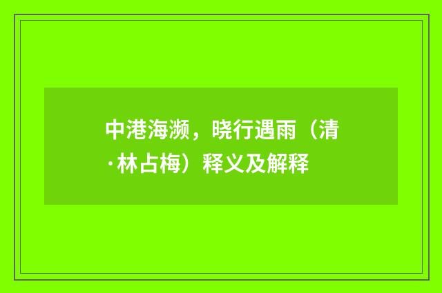 中港海濒，晓行遇雨（清·林占梅）释义及解释