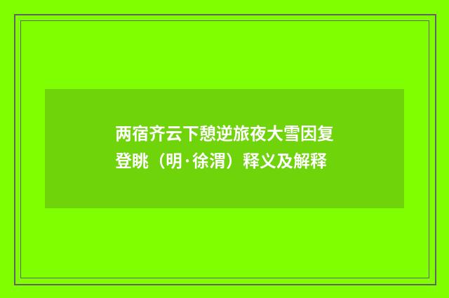两宿齐云下憩逆旅夜大雪因复登眺（明·徐渭）释义及解释