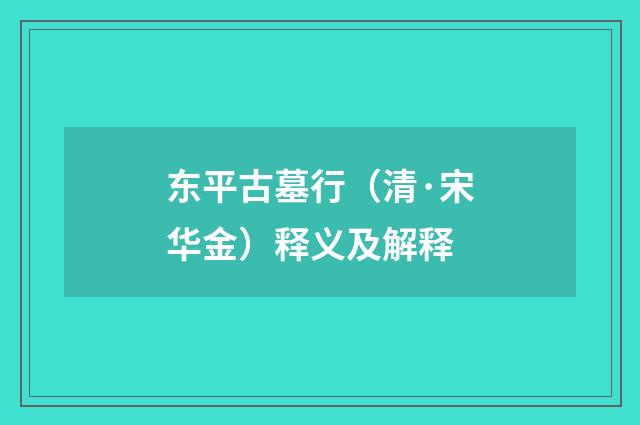 东平古墓行（清·宋华金）释义及解释