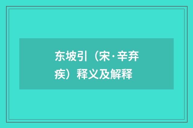 东坡引（宋·辛弃疾）释义及解释