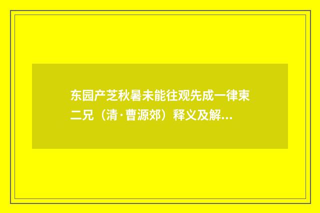 东园产芝秋暑未能往观先成一律柬二兄（清·曹源郊）释义及解释