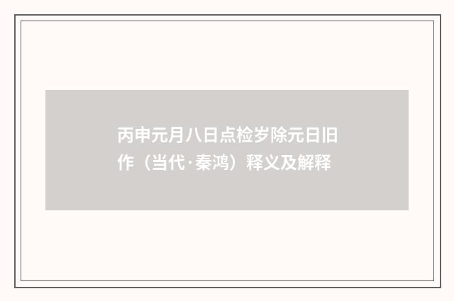 丙申元月八日点检岁除元日旧作（当代·秦鸿）释义及解释