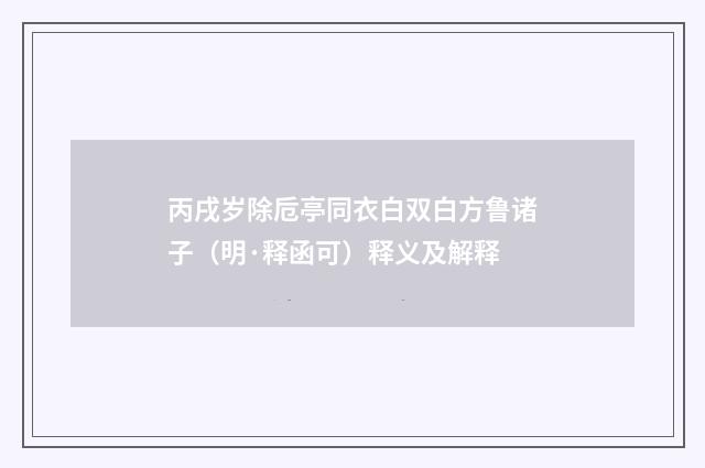 丙戌岁除卮亭同衣白双白方鲁诸子（明·释函可）释义及解释