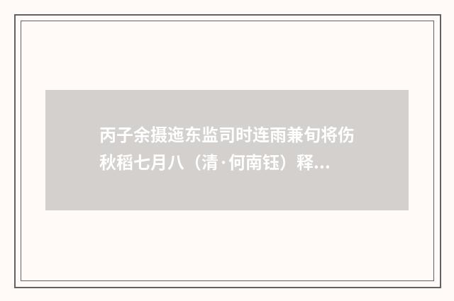丙子余摄迤东监司时连雨兼旬将伤秋稻七月八（清·何南钰）释义及解释