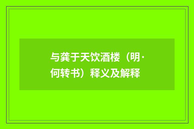 与龚于天饮酒楼（明·何转书）释义及解释