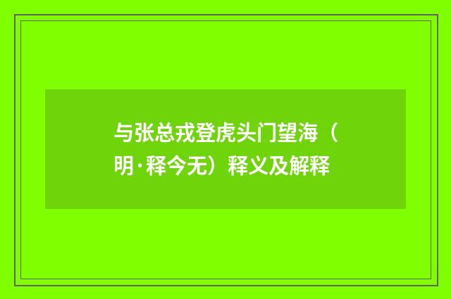 与张总戎登虎头门望海（明·释今无）释义及解释
