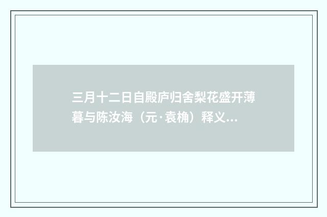 三月十二日自殿庐归舍梨花盛开薄暮与陈汝海（元·袁桷）释义及解释