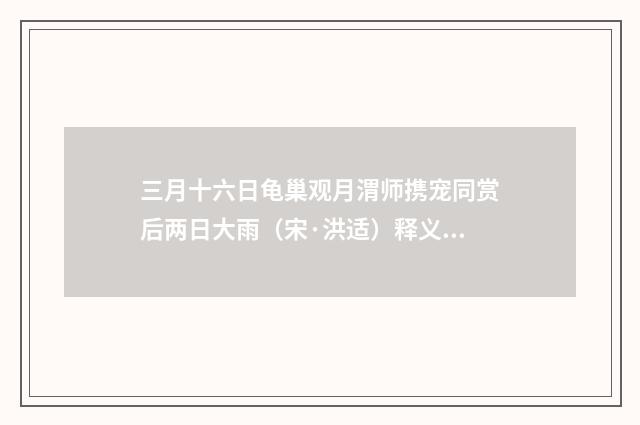 三月十六日龟巢观月渭师携宠同赏后两日大雨（宋·洪适）释义及解释
