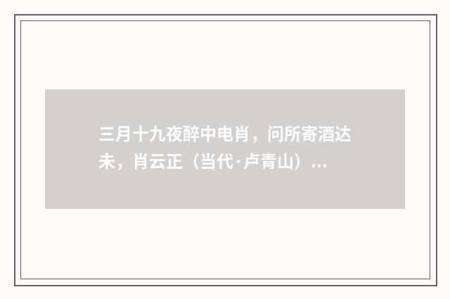 三月十九夜醉中电肖，问所寄酒达未，肖云正（当代·卢青山）释义及解释
