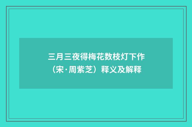 三月三夜得梅花数枝灯下作（宋·周紫芝）释义及解释