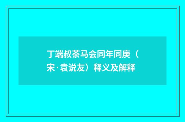 丁端叔茶马会同年同庚（宋·袁说友）释义及解释