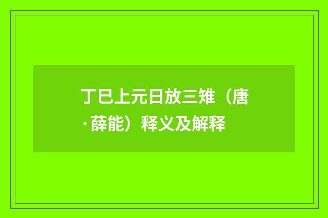 丁巳上元日放三雉（唐·薛能）释义及解释