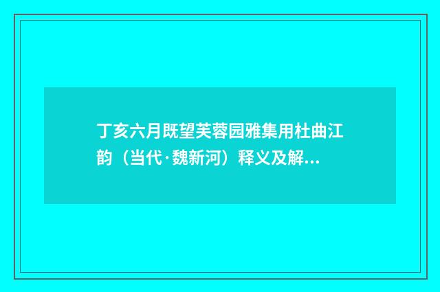 丁亥六月既望芙蓉园雅集用杜曲江韵（当代·魏新河）释义及解释