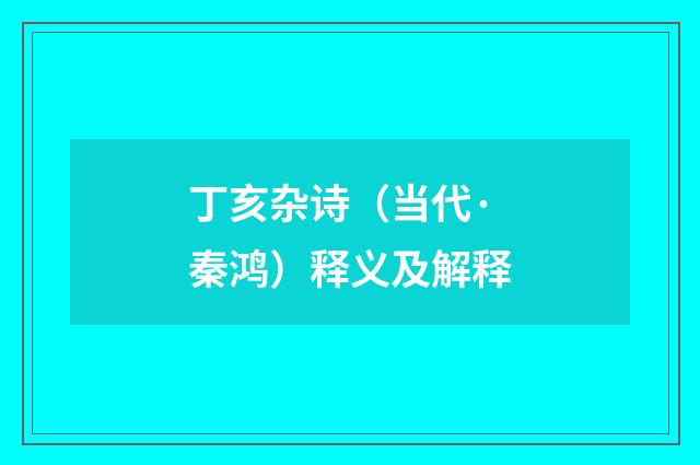 丁亥杂诗（当代·秦鸿）释义及解释