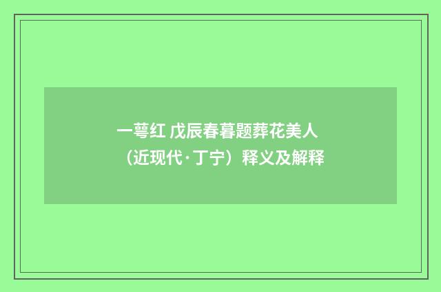 一萼红 戊辰春暮题葬花美人（近现代·丁宁）释义及解释