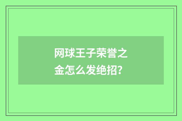 网球王子荣誉之金怎么发绝招？