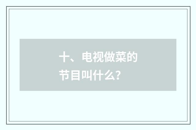 十、电视做菜的节目叫什么？