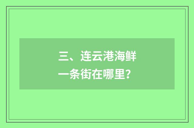 三、连云港海鲜一条街在哪里?