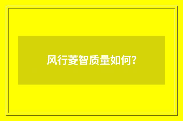 风行菱智质量如何?