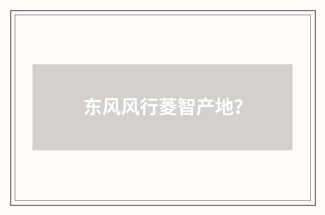 东风风行菱智产地？
