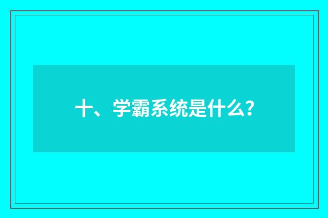 十、学霸系统是什么?