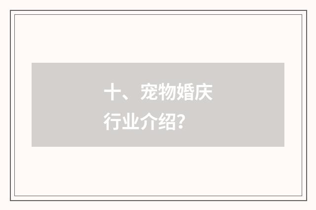 十、宠物婚庆行业介绍？