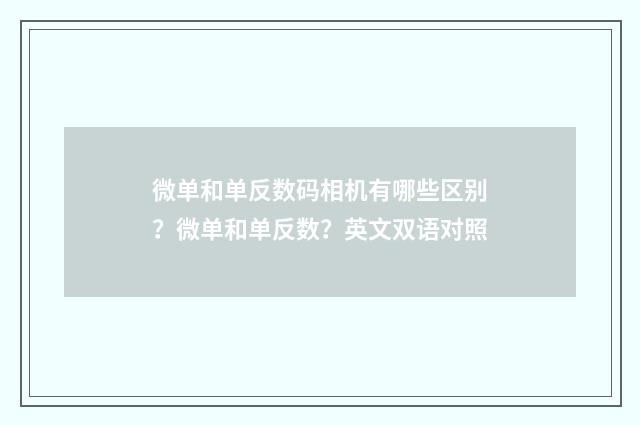 微单和单反数码相机有哪些区别？微单和单反数？英文双语对照