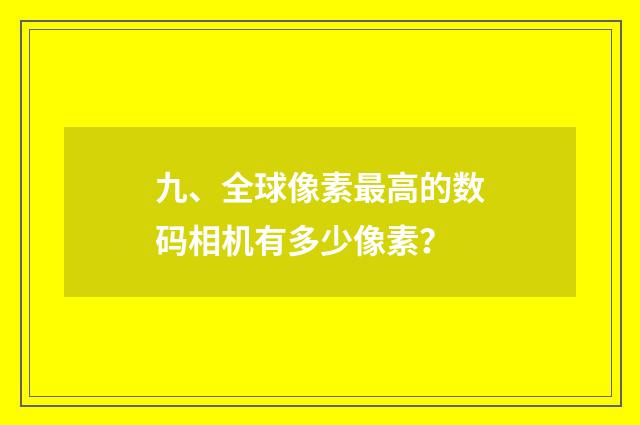 九、全球像素最高的数码相机有多少像素？