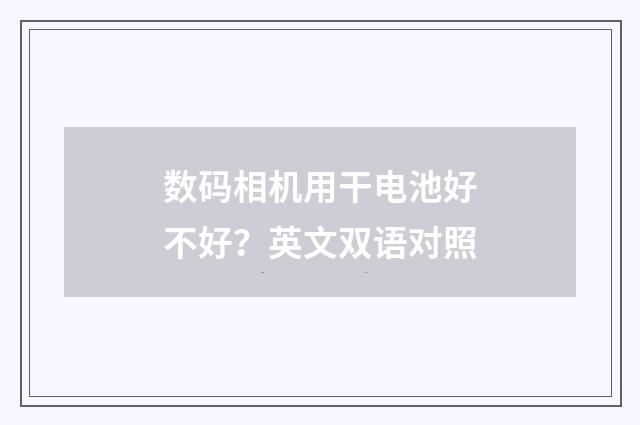 数码相机用干电池好不好?英文双语对照