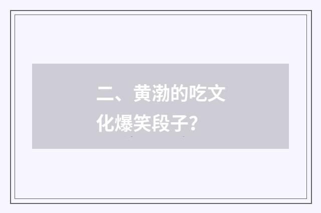 二、黄渤的吃文化爆笑段子？