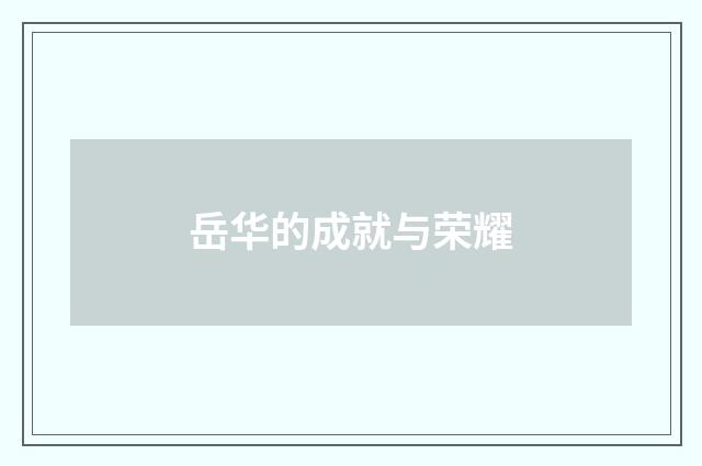 岳华的成就与荣耀