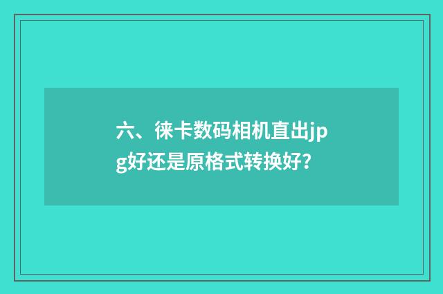 六、徕卡数码相机直出jpg好还是原格式转换好?