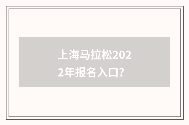 上海马拉松2022年报名入口?